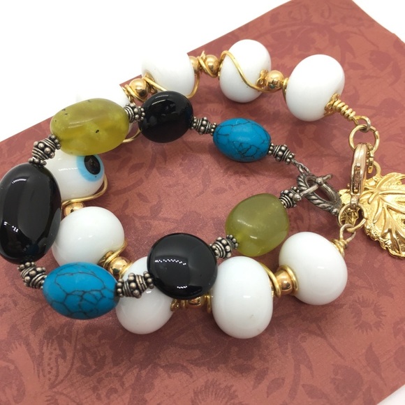 Chunky Glass Beads Bracelets Bundle of 2 - Picture 1 of 8